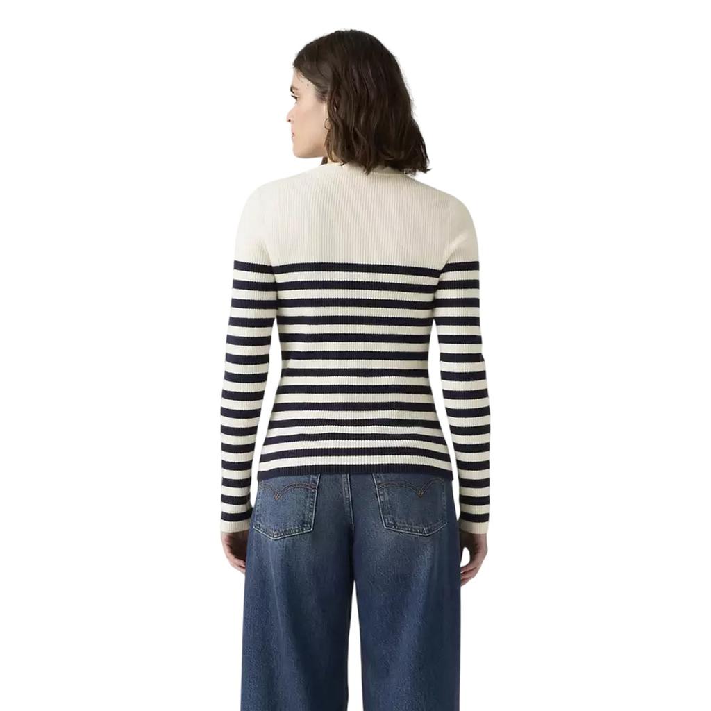 Levis Womens/Ladies Striped Ribbed Collar Long-Sleeved Sweater Top
