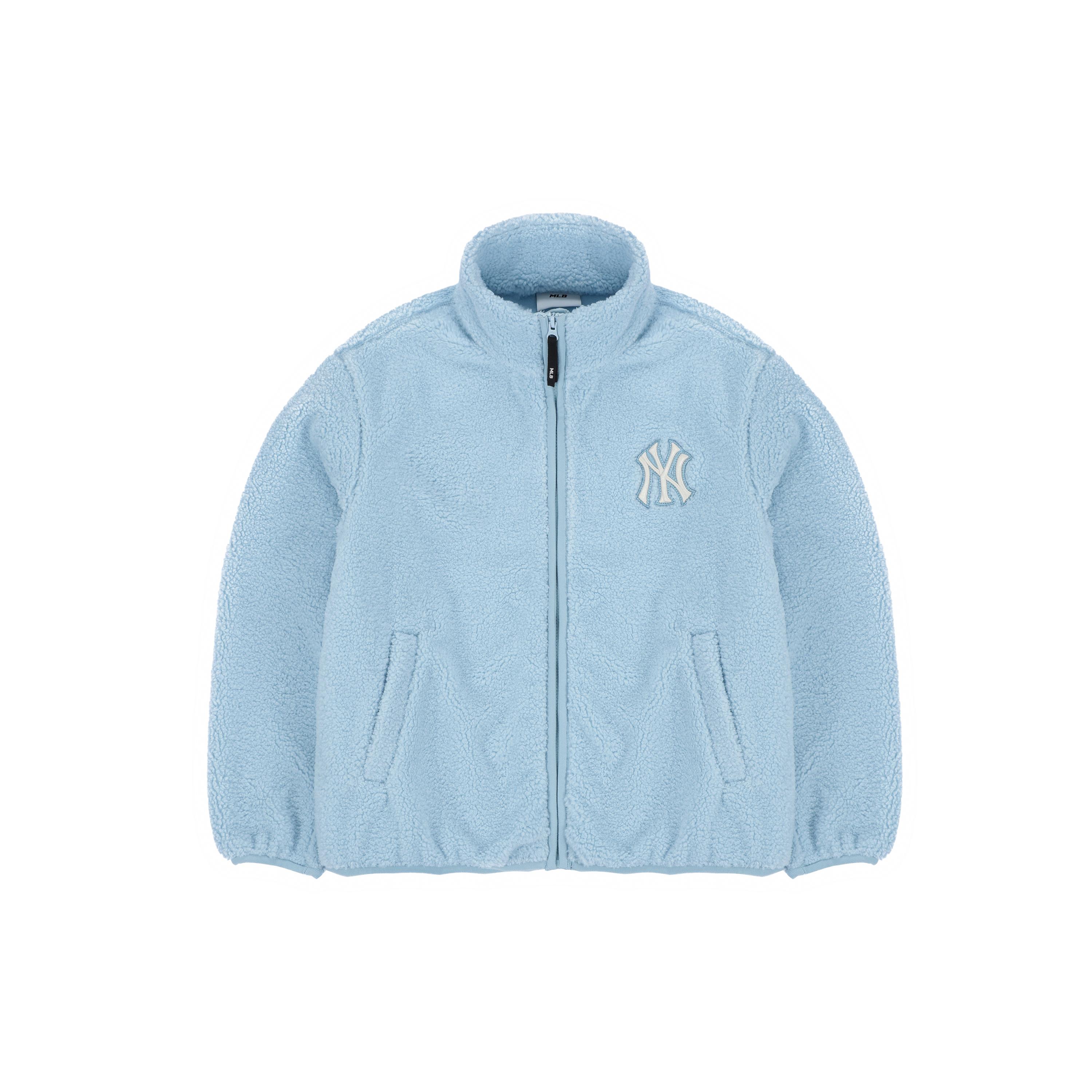 MLB New York Yankees Velvet Jackets Unisex Light Blue Stand Collar Moderate 3AJPF2916-50BLL XS