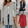 TikTok Amazon Cross-border Foreign Trade Autumn and Winter Large Size Solid Color Hooded Jacket Thickened Single-row Button Women's Top