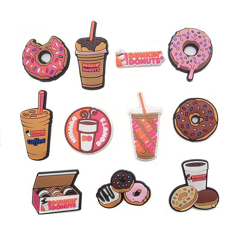 DUNKIN DONUTS Burger Milk Tea Croc Shoe Charms & Decorations