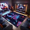 1PC Custom Name Neon Music Vibes Theme Floor Mat Ideal for Living Room, Game Rooms, Office, Bedroom,Floor Mat Playful Design