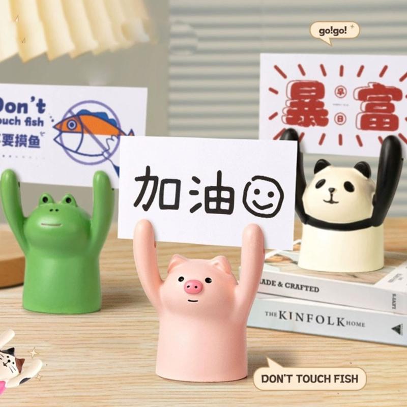 Raising Hand Animal Photo Holder Table Number Holders Microlandscape Ornament Memo Photo Holder Dollhouses Accessories