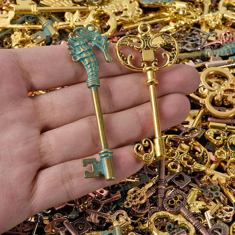 Random Mix Vintage Metal Big Key Charms Pendants For Jewelry Making Supplies DIY Handmade Keychain Decoration 10/20/30pcs Charm