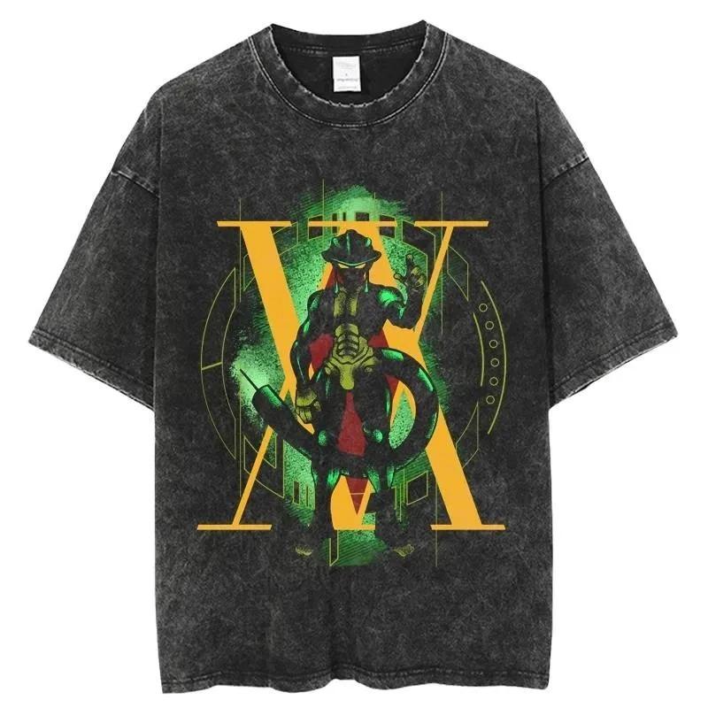 New Anime Hunter X Hunter Printed Tshirt Mens and Womens Washed Tshirt High Quality Vintage Cotton Tshirt Harajuku Top
