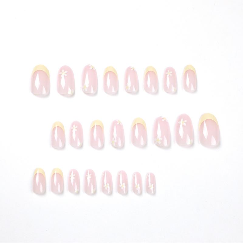 Nail art patch small flower French yellow edge wearing nail art finished nail piece, wearing nail press on nail