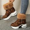 Winter Women Warm Sneakers Platform Snow Boots Women's Leopard Ankle Boots Female Plush Causal Shoes Side Zipper Short Boots