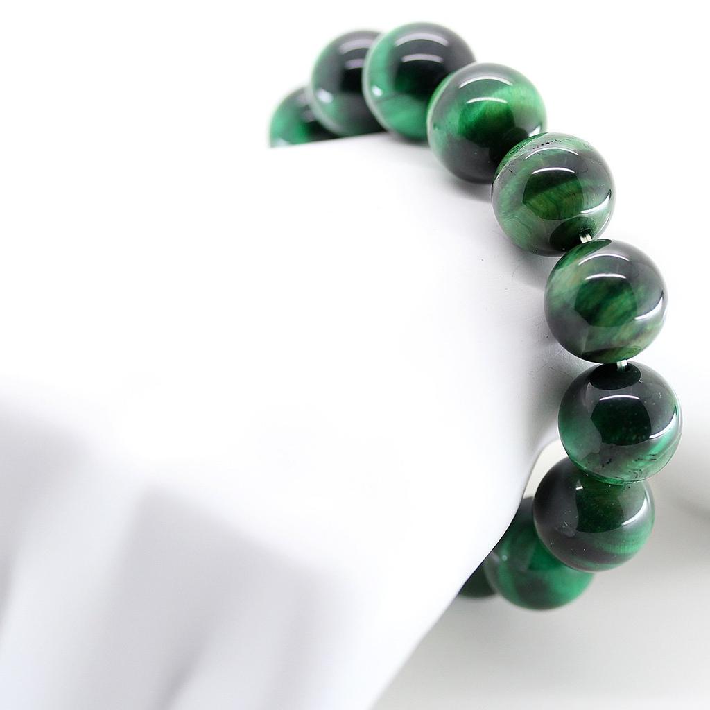 [Ishiki] Green Tiger Eye 16mm Prayer Beads Bracelet, Natural Stone, Power Stone, Good Luck with Money, Career, and Wealth [b315]