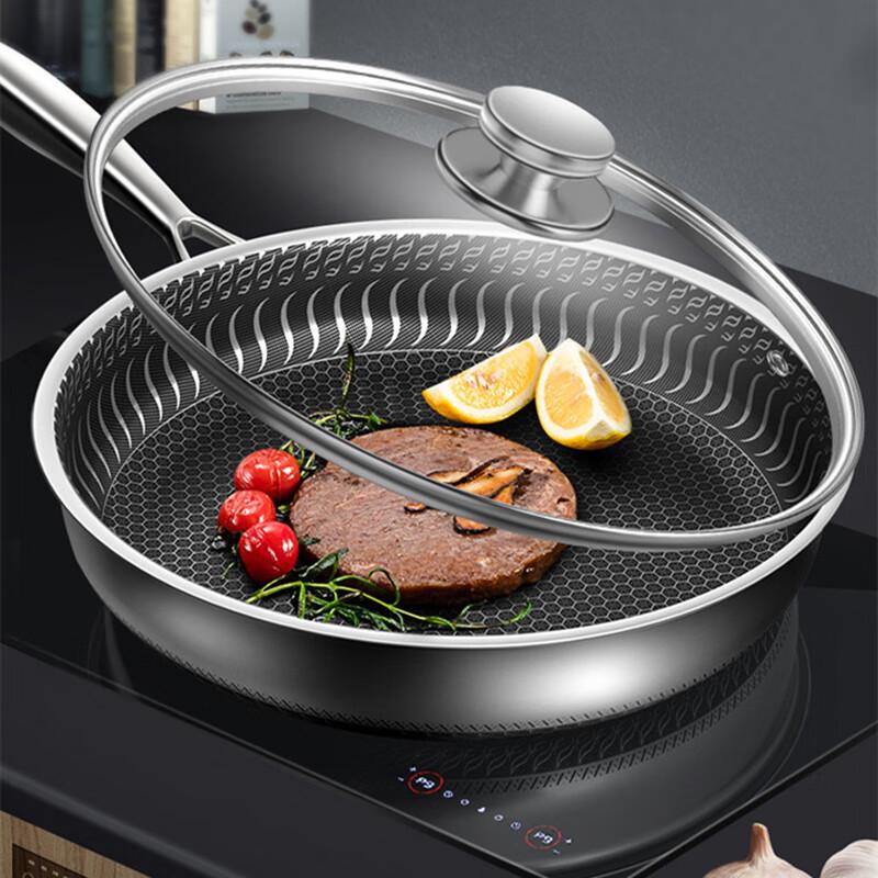 ZISIZ 316 Stainless Steel Non-stick Frying Pan with Lid