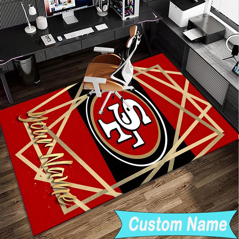 Custom Name Rug Vintage 49ers Football Area Rug Suitable for Indoor And Outdoor,Carpets for Homes, Offices,Living Rooms,Home Decor,Christmas Gift