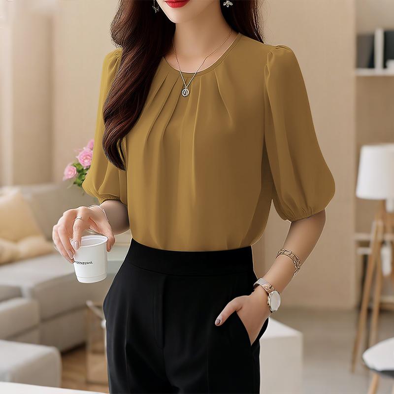 ZANZEA Women Casual Round Neck Summer Half Sleeve Blouse