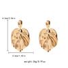 Elegant Zinc Alloy Leaf Earrings Women Gold Toned Minimalist Fashion Studs Trendy Botanical Jewelry Daily Wear