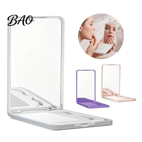 Handheld Cosmetic Mirror Portable Folding Makeup with Comb, Compact Travel Mirror, Pocket Small Size & Hair Detangling Comb for Women Girls