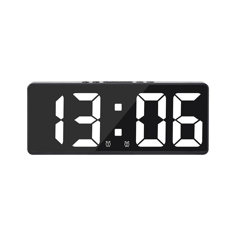 Minimalist Dual Alarm LED Clock - Large Screen Digital Bedroom Bedside Korean Style (6628)