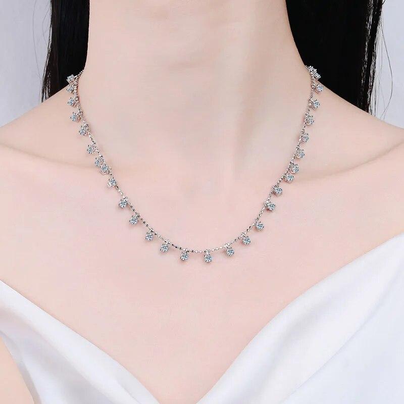 D color 3/9ct Full Moissanite Necklace for Women Sparkling Pendant Wedding Sterling Silver 925 Jewelry 45cm Round Cut Necklace