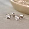 Silver Color Clover Zircon Stud Earrings for Women Sweet Exquisite Screw-Back Ear Piercing Jewelry Birthday Party Gifts