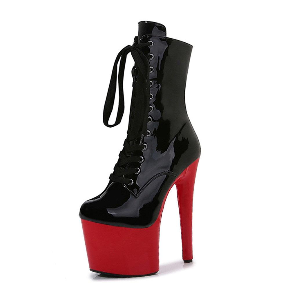 High heels 17cm fashion catwalk short boots catwalk popular solid color bright pole dance high heels boots