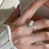 Silver Smile Shape Ring for Women Girls Y2K Stainless Steel Rings Adjustable Opening Ring Jewelry Friend Gifts