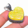Yellow Australian Triplet Opal Vintage Pendant 1.8" Silver Tone Heart Cut Gifts