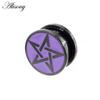 Alisouy 2PCS Stainless Steel Purple Star Screw Round Ear Gauges Tunnel Plug Expander Stretcher Earrings Piercing Body Jewelry