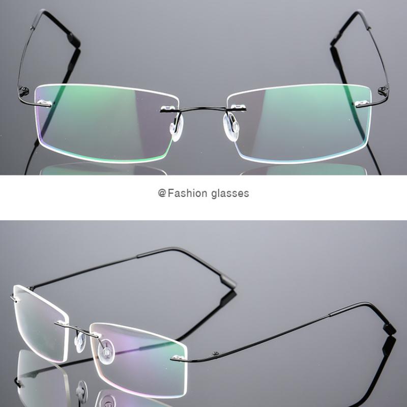 Ultralight Frameless Eyeglasses Titanium Alloy TR90 Glasses Frame Men High Quality Super Stretch Metal Temple Eyeglasses Frame