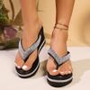 Design Fashion Casual Wedge Heel Flip Flops for Women Summer New Elegant Comfortable Thick Soled Beach Slippers
