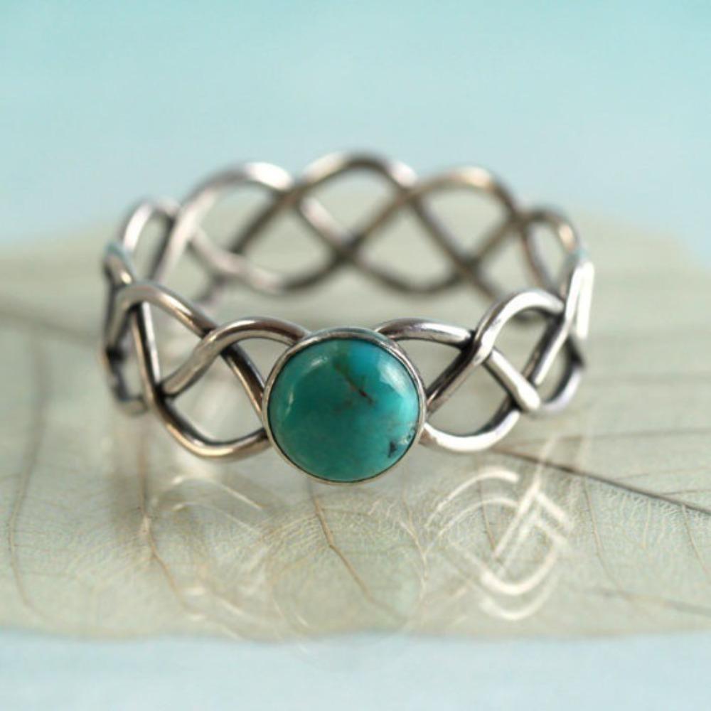 

Twisted Rope Turquoise Ring for Women 14k Gold Plated Creative Handmade Jewelry no. 6 бирюзовый