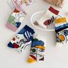 1 Pair Fashionable Oil Painting Art Printing Soft Comfortable Breathable Casual Socks Elegant Cartoon Graffiti Women Tube Socks