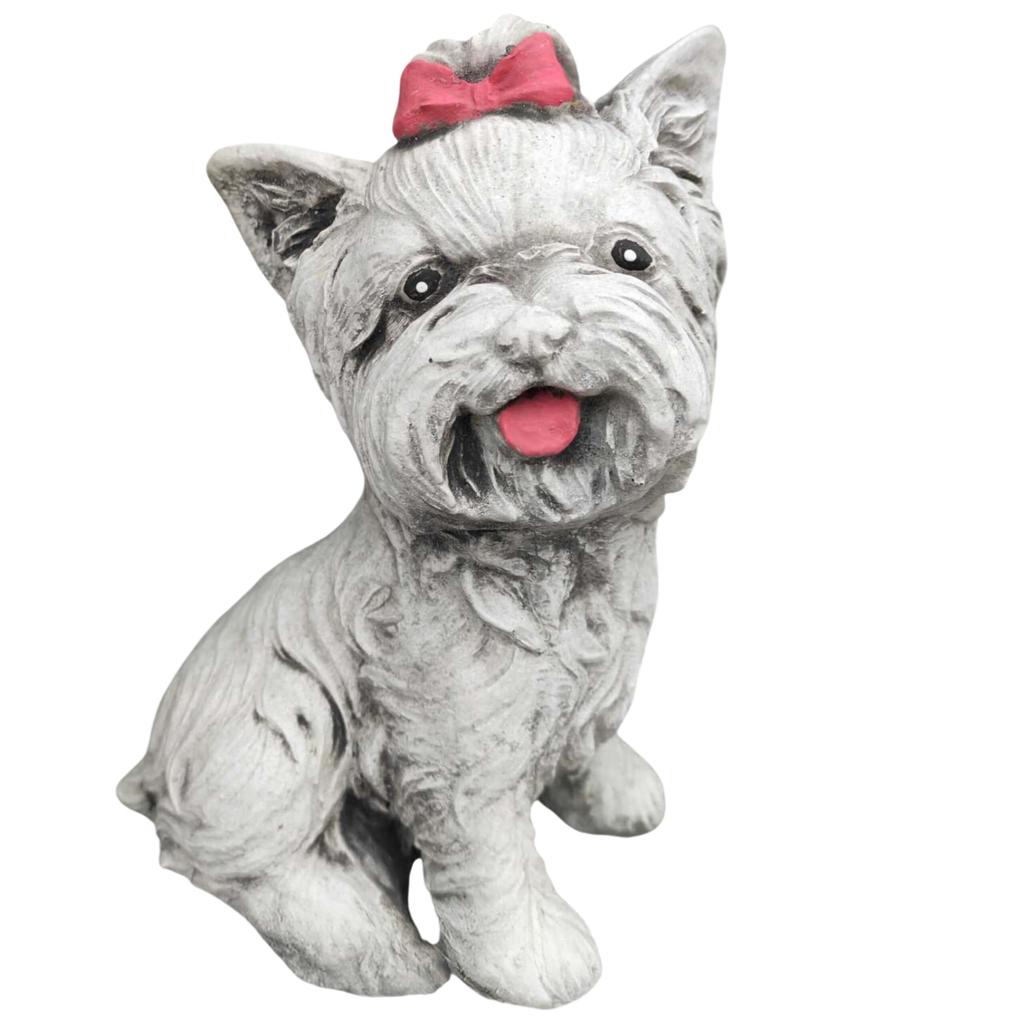 Sweet garden figure york terrier with bow gray