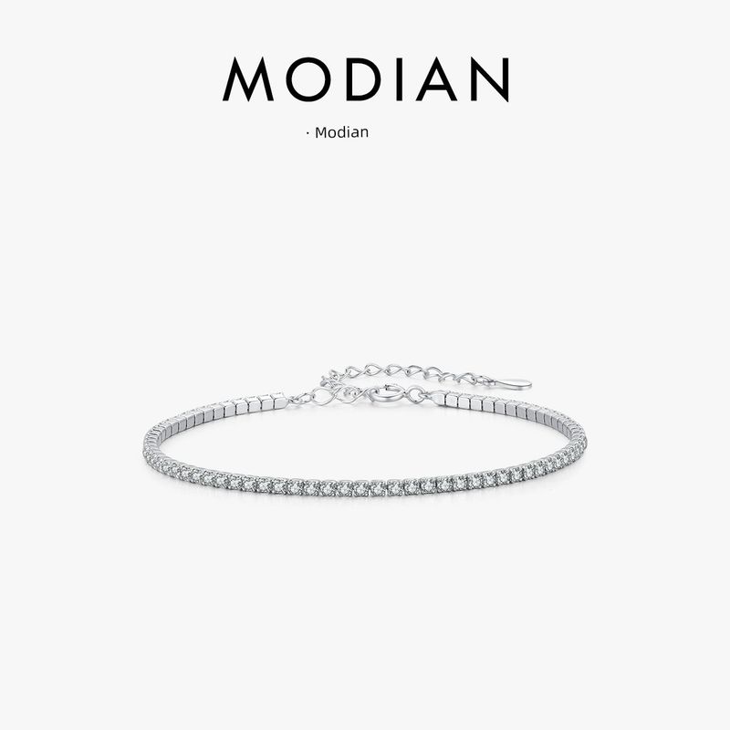 Modian Sterling Silver Diamond Inlaid Super Flash Ins Twin Bracelet Silver (15+5cm)