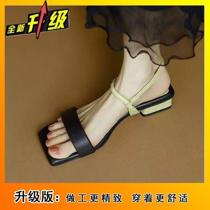 

Thick heel soft sole design shoes summer fashion casual square head low heel word with sandals women 35