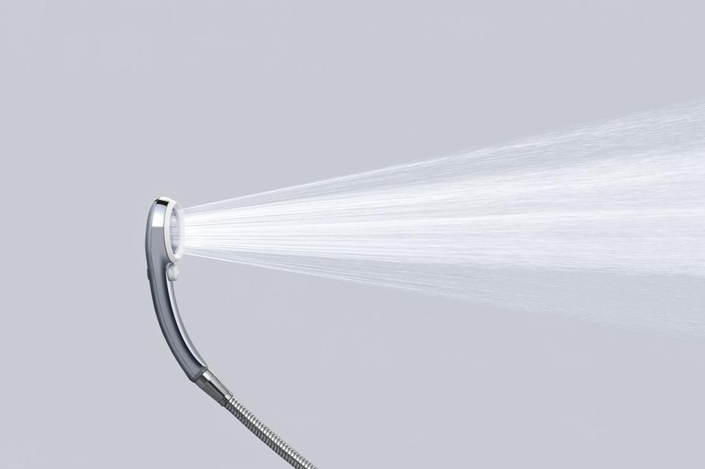SANEI Rainy Metallic White Shower Head with Stop Saves Approximately of Water (PS-303-81XA-C) Function, 50%