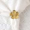 6 Pcs Flower Napkin Rings Metal Flower Napkin Rings with Holders Silver Golden Textured Petals