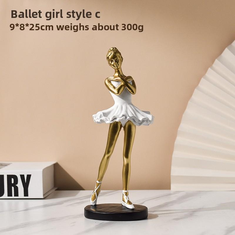 Resin Figurine of A Ballet Dancer for Home Decoration, Featuring A Cute Girl's Room with Artistic Appeal.