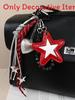 Sweet Cool Star Pattern Makeup Mirror With Beaded Butterfly Pendant For Fashionable Handbags