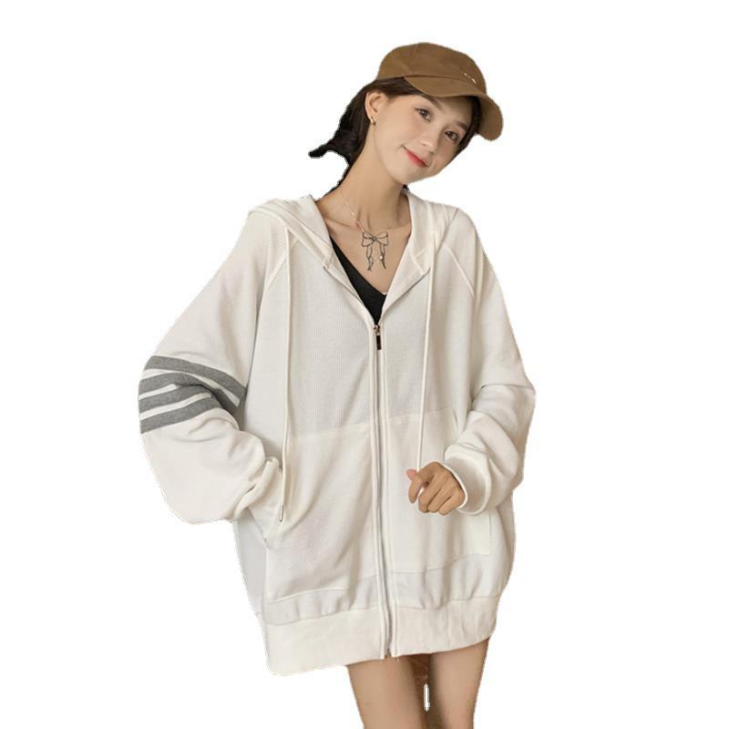Early Autumn Korean Style Hooded Zipper Sweatshirt for Women - 2022 Loose Fit Design