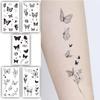 S.A.V.I 5PCS Temporary Tattoo Stickers - Black Butterflies & Cosmic Design, Waterproof, Realistic 10.5x6cm, Ideal for Girls & Women