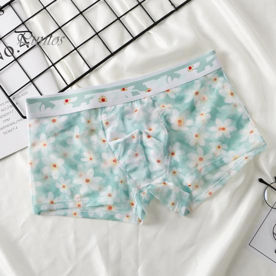 Boksere for menn Ultratynt mesh-trykt mellom midje Hurtigtørkende fukttransporterende Plus Size Homewear Sleep Shorts Sommerunderbukser
