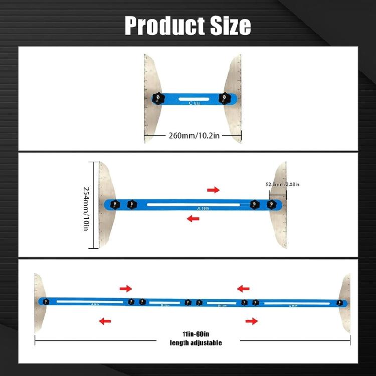 Stair Tread with Scale Adjustable 11in to 60in Alloy Stair Tread Measuring Tool