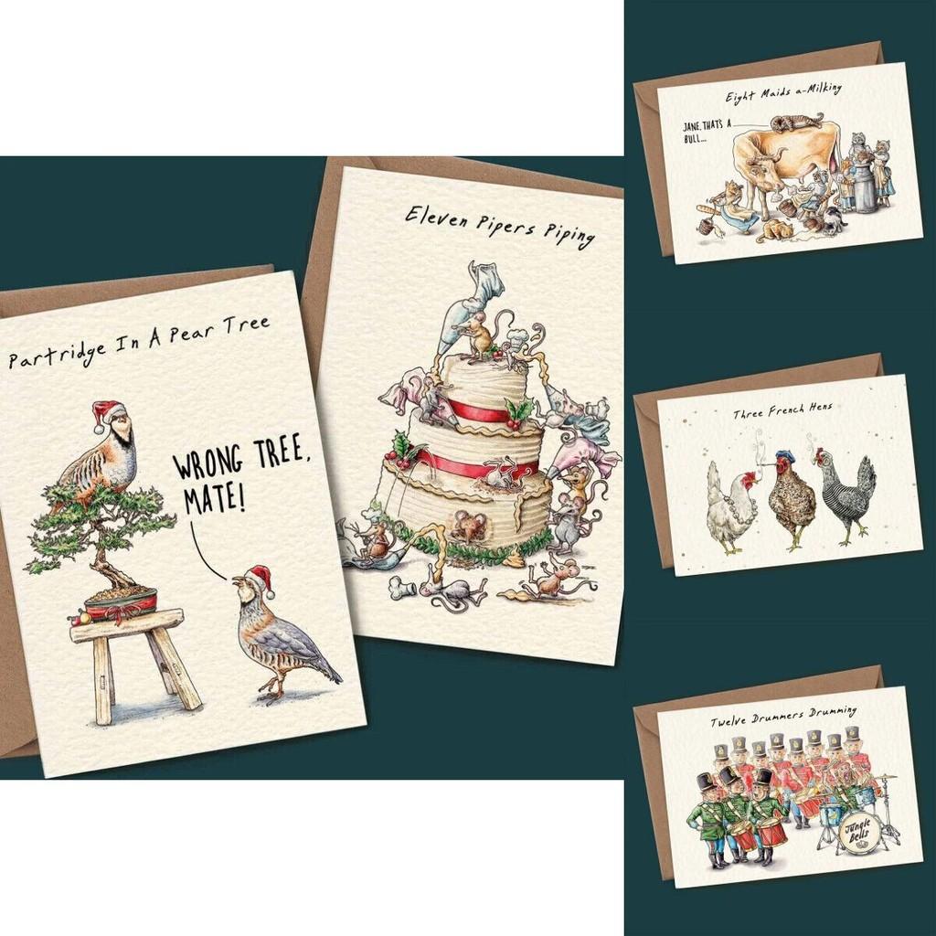 Christmas Card Set 12 Pieces Of Festive Cards And Envelopes With A Simple And Modern Design