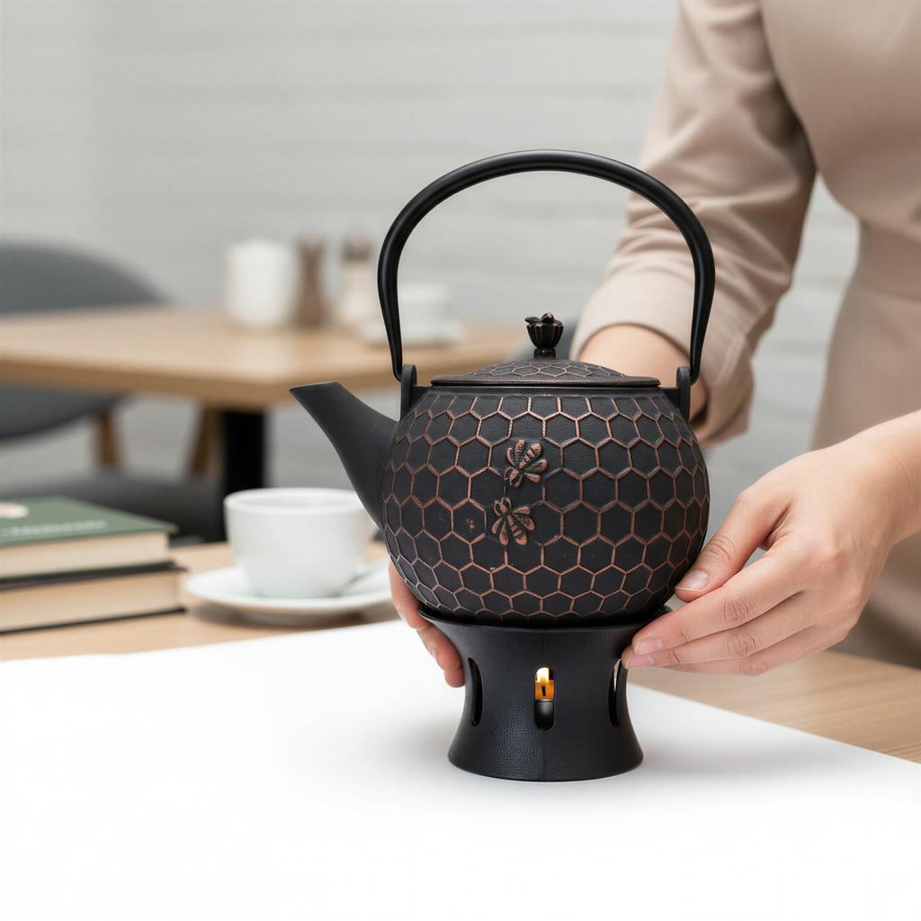CAST IRON KETTLE 1.8L TEA INFuser + Warmer + Fork