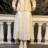 Autumn Winter Women's Jacquard Lace Midi Skirt Tea Outfit Style Elegant French A-Line White Skirt