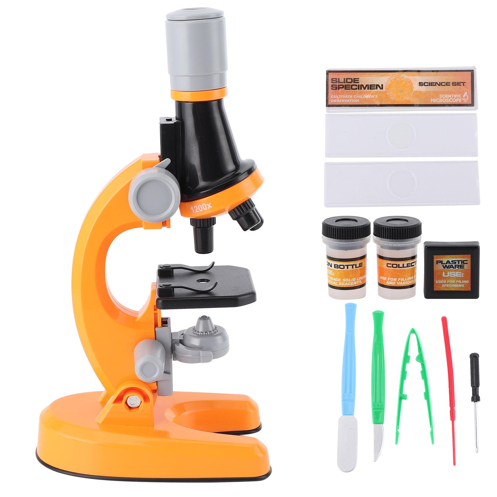 

40X1200X High Definition Microscope Monocular Plastic Biological Microscope for ChildOrange