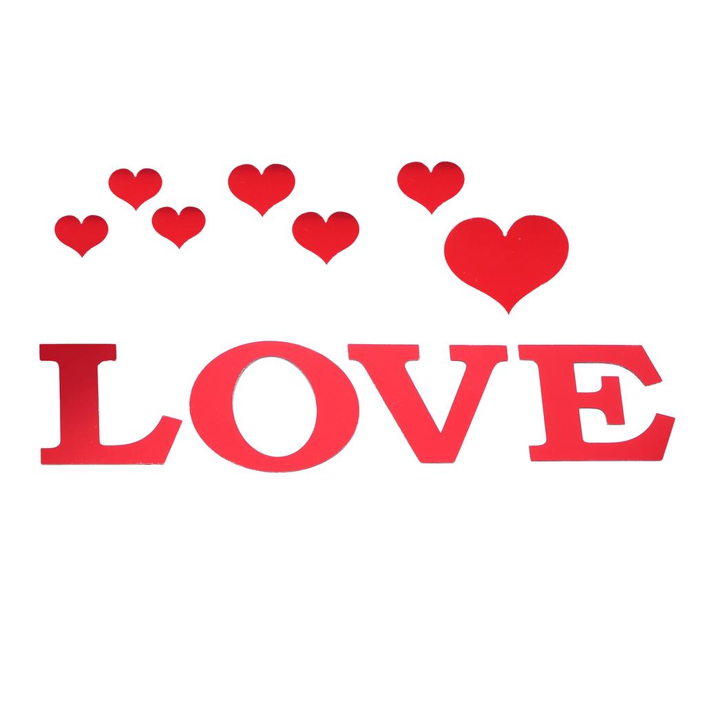 Spiegel Wandaufkleber Herzform DIY Wandaufkleber für Zuhause Schlafzimmer Wohnzimmer DekorationRot