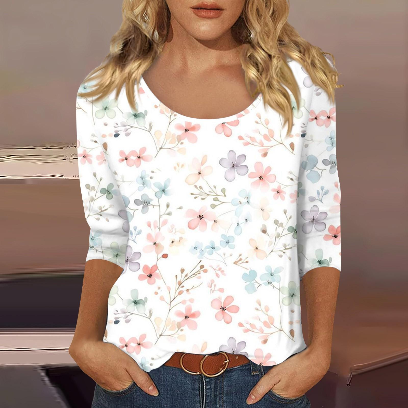 

Женский повседневный топ с U-образным вырезом и рукавами 3/4 XL белый