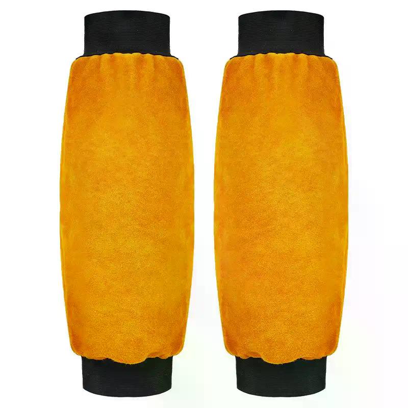 1 Pair Portable Welding Arm Guards, PU Leather Heat & Flame Resistant Sleeves for Industrial Work Protection