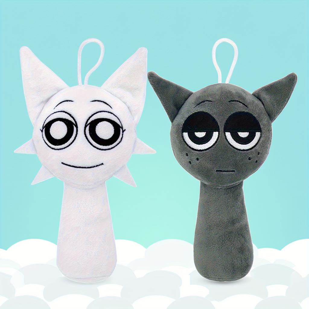 Set of 2 Sprunki Plush Rhythm Boxes, One In White And The Other In Grey. Ideal for Birthday Celebrations, New Year Festivities,Christmas Gifts.