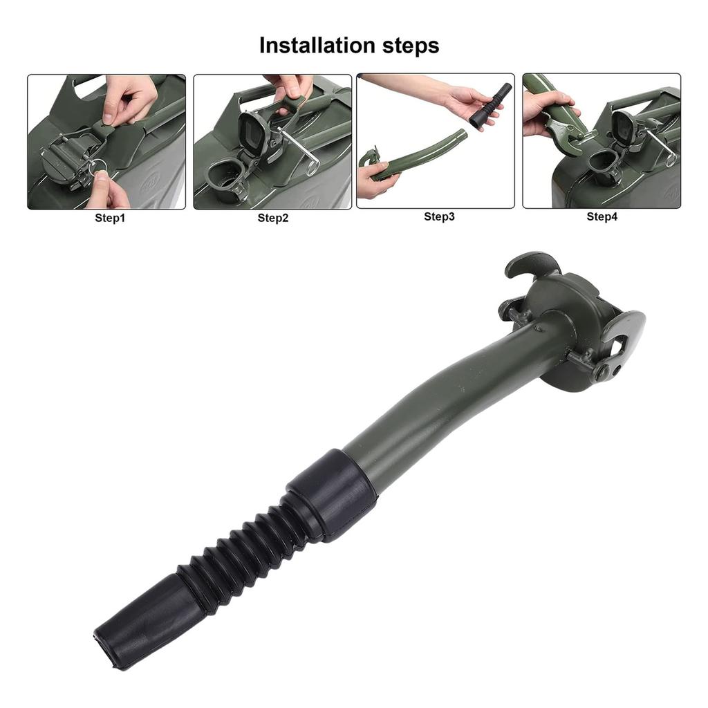 Flexible Jerry Can Spout Nozzle 12.6in Carbon Steel Leakproof Metal Fuel Can Spout for 5L 10L 20L Fuel Cans