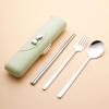 304 Stainless Steel 3-Piece Cutlery Set: Fork, Spoon, Chopsticks – Portable for Camping, Travel, or Student Use.