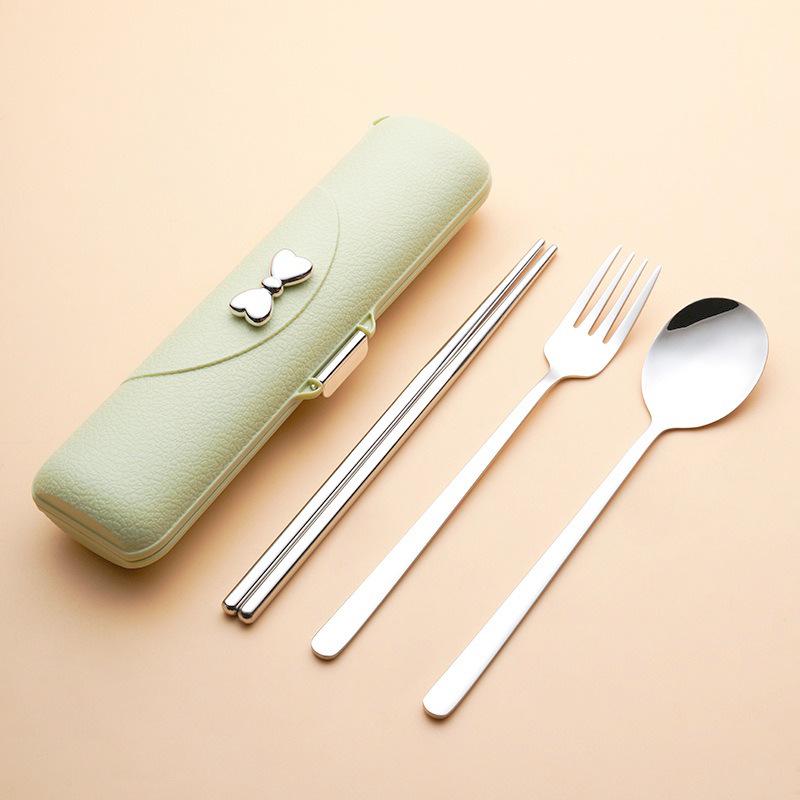 304 Stainless Steel 3-Piece Cutlery Set: Fork, Spoon, Chopsticks – Portable for Camping, Travel, or Student Use.