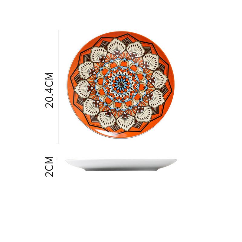 Bohemian Plate Western Ceramic Dish Moroccan North European Creative Steak Plate Flat Cake Dessert Dinnerware Home Decoration